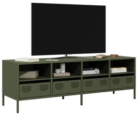 851332 vidaXL Dulap TV, verde măsliniu, 135x39x43,5 cm, oțel laminat la rece