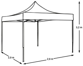 Pavilion pliant 2,9x2,9m-alb