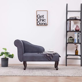281372 vidaXL Șezlong, gri, piele întoarsă ecologică