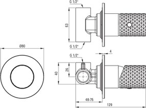 🚿 Baterie pentru duș încastrată SILIA HEXA, finisaj auriu periat – Cod BHS_R44L