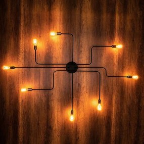 Candelabru Elefant 525NOR1318, 8 becuri, metal, 15 cm, negru