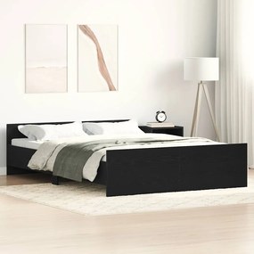 vidaXL Cadru pat fără saltea, stejar negru, 140x190 cm, lemn prelucrat
