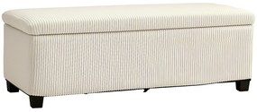 HOMCOM Banc de depozitare capăt de pat din catifea cordonată cu capac, pentru salon, dormitor, intrare, 112 x 42 x 40 cm, bej | Aosom Romania