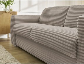 Canapea taupe pentru dormitul zilnic/extensibilă cu tapițerie din catifea reiată 220 cm Hugo – Bobochic Paris
