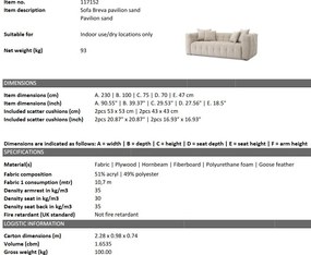 Canapea moderna design LUX Breva, Pavilion sand