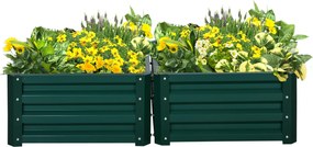 Outsunny Set de 2 jardiniere înălțate, pătrat pentru grădină pentru legume, flori, oțel galvanizat 60 x 60 x 30,5 cm, verde | Aosom Romania