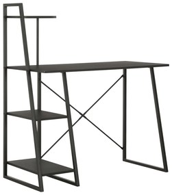 Birou cu rafturi, negru, 102 x 50 x 117 cm