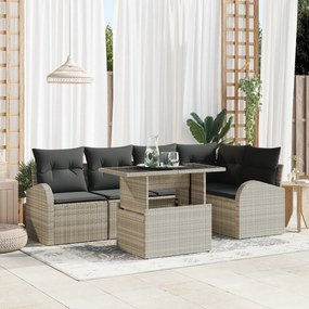 vidaXL Set de canapele de grădină 6 piese cu perne gri deschis din poly rattan