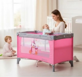 Patut Pliabil si Tarc copii Baby Care™ PRO FMG, 120X60 cm, 2 Niveluri de inaltime, Cu geanta transport inclusa, Plasa insecte, Roz