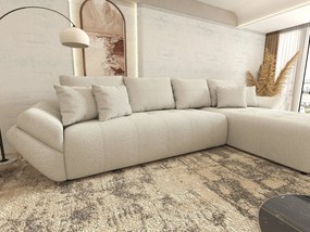 Colțar extensibil dumonde cu ladă de depozitare si sezut confortabil din spuma high-density, Berlin XL Euphoria Ivory 350x185 cm II