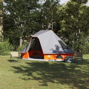 vidaXL Cort de familie Tipi Manual Gri, Portocaliu 466 x 310 x 240 cm