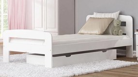 Pat Klaudia 90x200 alb cu saltea Bonell cu somieră