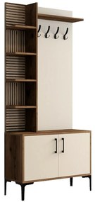 Cuier cu dulap pentru pantofi și rafturi ViyanaWalnut and Cream