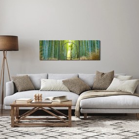 Tablou - Pădure de bambus (cu ceas) (90x30 cm)