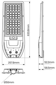 Lampă stradală solară LED VIA 150W, 15000 mAh, 6000K, IP65 + DO