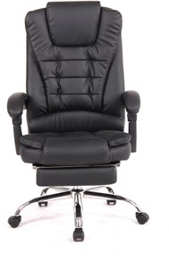 Scaun directorial, piele ecologică, suport picioare, reglabil, SIB 707, Negru