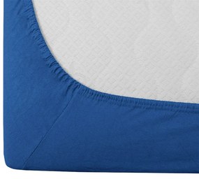 Cearsaf de pat jersey albastru inchis 160 x 200 cm