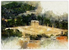 Tablou pe sticlă - Templul lui Zeus, Atena, Grecia (70x50 cm)