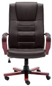 20558 vidaXL Scaun de birou, maro, piele naturală