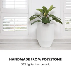 Almere ghiveci Polystone ideal pentru plante, lucrat manual, conic
