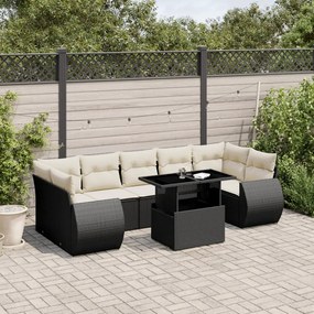 3268406 vidaXL Set mobilier de grădină cu perne, 8 piese, negru, poliratan