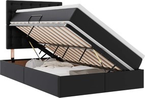 vidaXL Pat cu saltea și LED Negru 120 x 190 cm Piele artificială