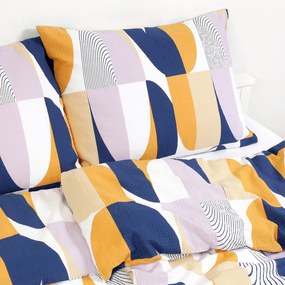 Goldea lenjerie de pat creponată deluxe - forme geometrice colorate 200 x 240 și 2buc 50 x 70 cm