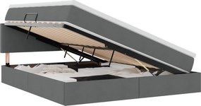 vidaXL Pat cu saltea și LED cu saltea Gri închis 160 x 200 cm țesătură