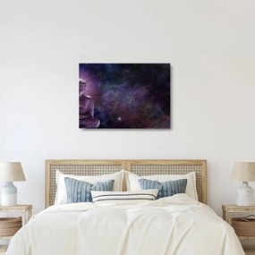 Tablou pe sticlă - Buddha cu florile vieții (70x50 cm)