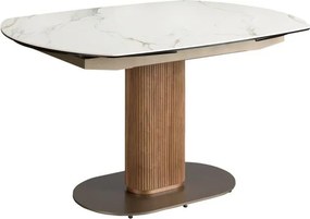Masa extensibila din lemn si marmura portelanata Barrel 140-200x100cm