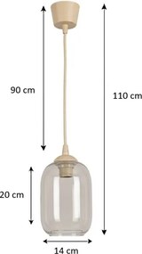 Brilagi - Lustră LED pe cablu R GLASS 1xE27/60W/230V Ø 14 cm bej/gri fumuriu