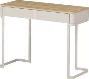 Masa toaletă Elivo 110 cm cu sertare pe cadru - casmir / stejar uleiat