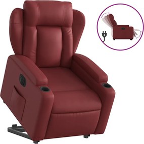 vidaXL Fotoliu rabatabil electric cu ridicare, roșu vin