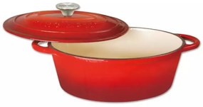 Oala din fonta Kinghoff KH 1612, 6,2 litri, 33 cm, Forma ovala, emailat, inductie, Rosu
