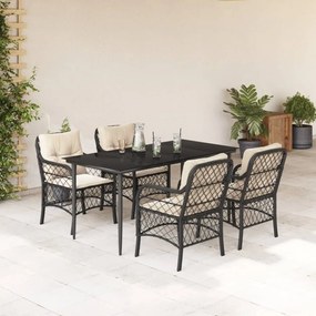 vidaXL Set mobilier de grădină cu perne, 5 piese, negru, poliratan