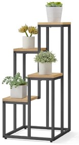 Suport de flori LORAN cu 4 rafturi decor stejar, negru