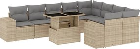 vidaXL Set canapele de grădină cu perne, 10 piese, bej, poliratan
