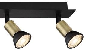 Spot DREW 4xGU10/35W/230V negru/alamă Globo 57998-4B