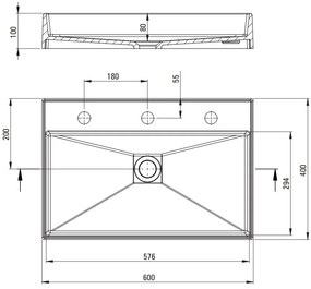 Lavoar pe blat Deante Correo alb 40x60cm
