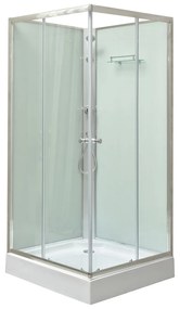 Cabină de duș pătrată Polo White II, albă, cu cădiță de duș acrilică, 90x90x195 cm