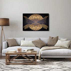 Tablou - Mandala aurie cu săgeți (90x60 cm)