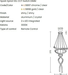 Lustra LED XXL casa scarii cu telecomanda SPARK aurie CCT DIMM