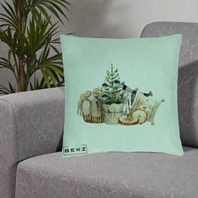 Perna Decorativa Colt Cozy de Craciun Boho, 40x40 cm, Verde Menta, Husa Detasabila, Perna Inclusa, BEKZ®