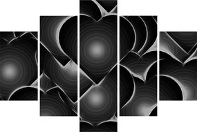 Tablou cu inimile alb - negre (150x105 cm)