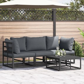vidaXL Set de canapele pentru grădină cu pernă 4 pcs Negru Aluminiu
