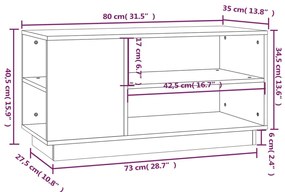 Comoda TV, 80x35x40,5 cm, lemn masiv de pin 1, Maro