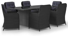 3059479 vidaXL Set mobilier de grădină, 7 piese, negru, poliratan