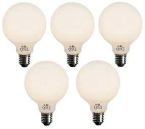 Set de 5 becuri LED E27 dimabile Opal G95 5W 450lm 3000K