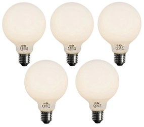 Set de 5 becuri LED reglabile E27 Opal G95 5W 450lm 3000K