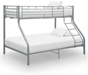 287904 vidaXL Cadru de pat supraetajat, gri, 140 x 200/90 x 200 cm, metal